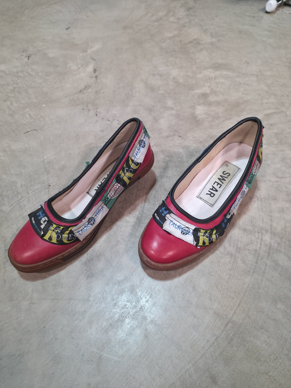 Vintage 90s SWEAR Archival Red Leather Patchwork Shoes / Pumps | EU 37 / US 6.5